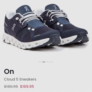 On Men's Cloud 5 Sneakers - Navy and White